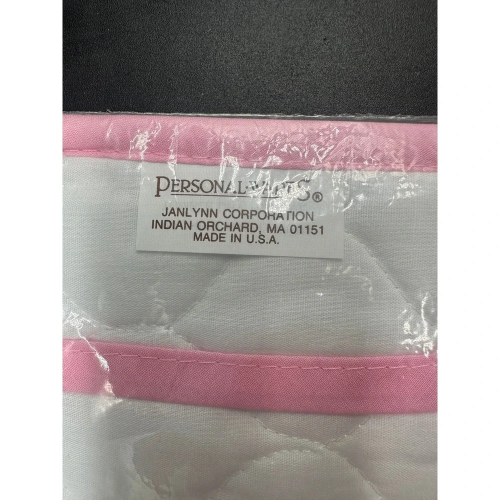 Janlynn Personal Wares Quilted Baby Bib Pink Trim White Embroidery Blank